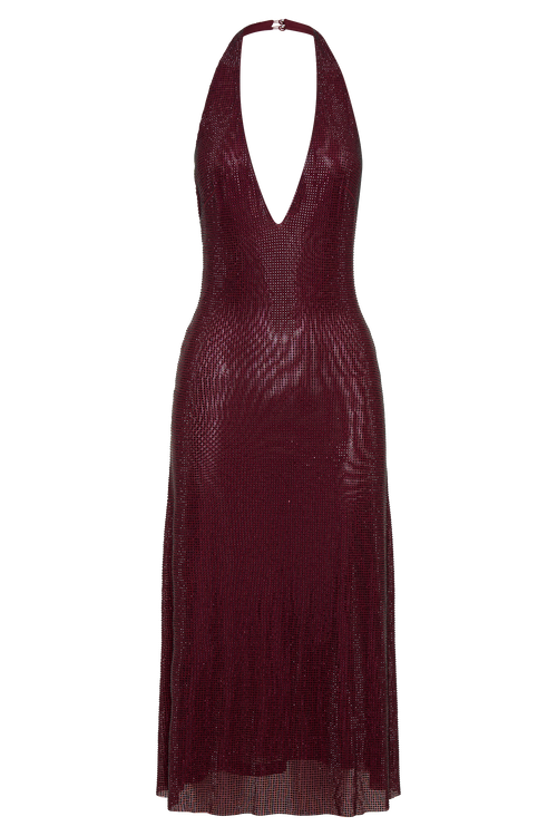Midi Halter Diamond Genie Dress - Mahogany