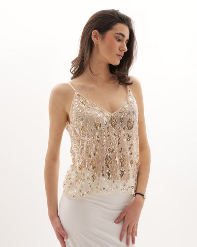 Top Decorato Cristina - Crema
