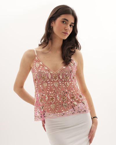 Top Decorato Cristina - Rosa