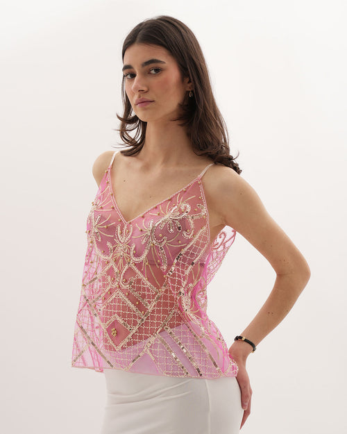 Top Decorato Luna - Rosa