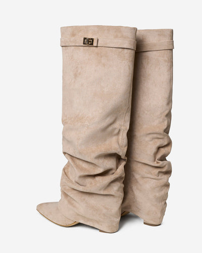 Stivali alti in suede Lavista - Beige