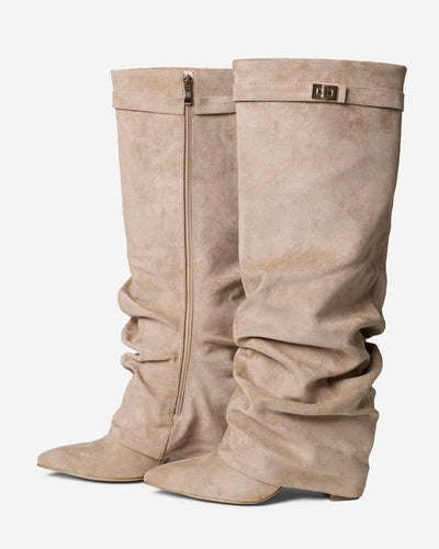 Stivali alti in suede Lavista - Beige