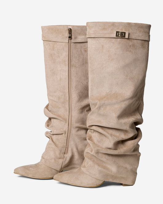 Stivali alti in suede Lavista - Beige
