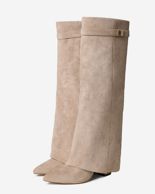 Knee-High Suede Lavista Boots - Beige
