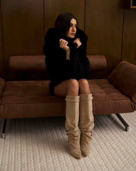 Stivali alti in suede Lavista - Beige