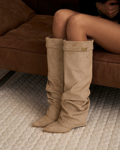 Stivali alti in suede Lavista - Beige