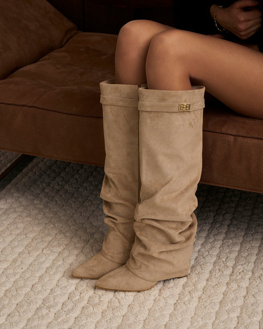 Stivali alti in suede Lavista - Beige