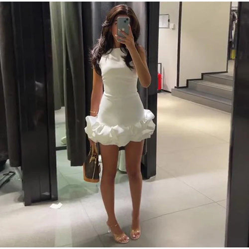 Abito in Porcellana con Orlo Ruffle