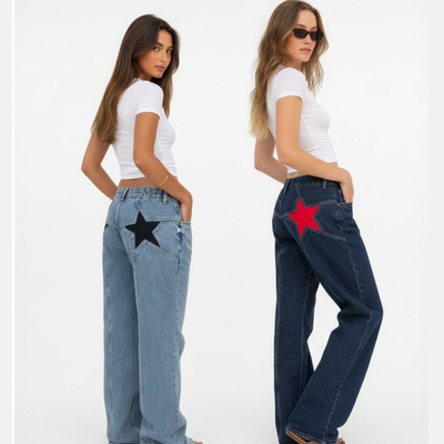 Camilla Star Jeans - Jeans oversize con stelle