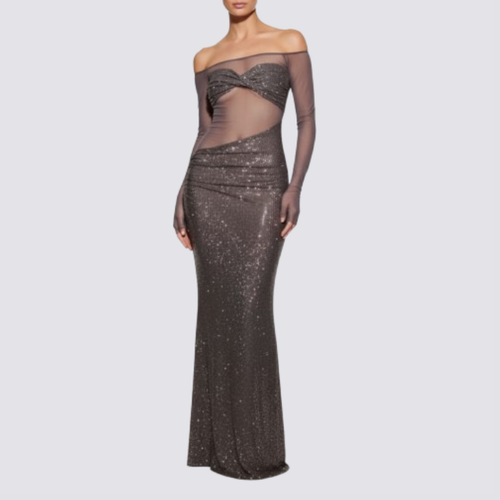 Abito Maxi Shiloh Diamante Off Shoulder