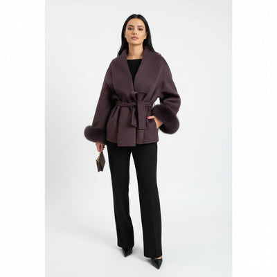 Bellavène – Cappotto con cintura in pelliccia sintetica