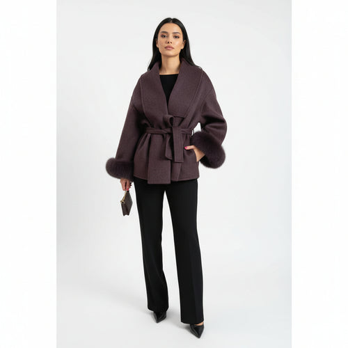 Bellavène – Cappotto con cintura in pelliccia sintetica