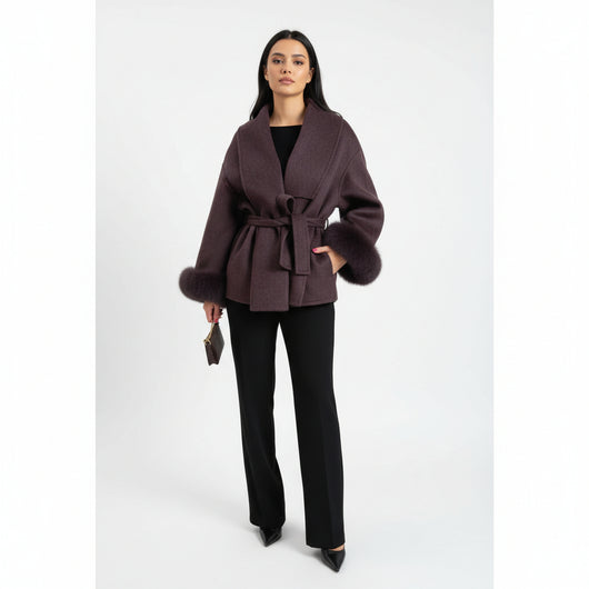 Bellavène – Cappotto con cintura in pelliccia sintetica
