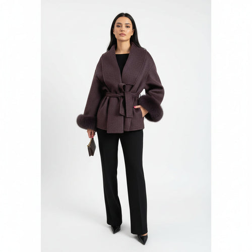 Bellavène – Coat with Faux Fur Belt