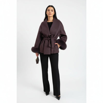 Bellavène – Coat with Synthetic Fur Belt