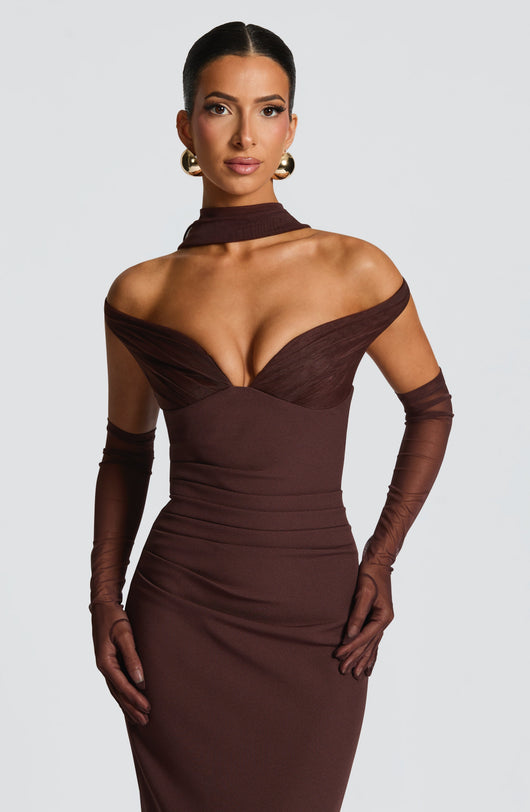 Abigail Maxi Dress - Prugna Marrone