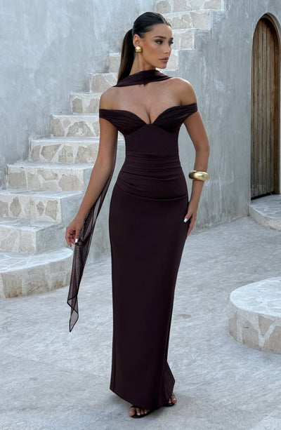 Abigail Maxi Dress - Prugna Marrone