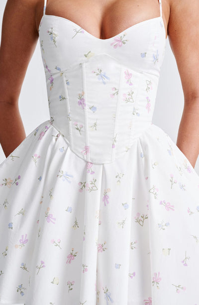 Abito Mini Analeigh - Stampa Floreale Bianco Multicolore