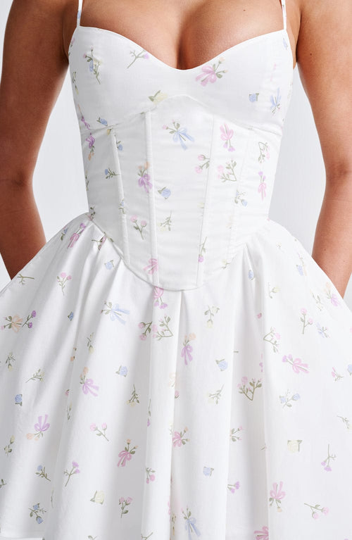 Abito Mini Analeigh - Stampa Floreale Bianco Multicolore
