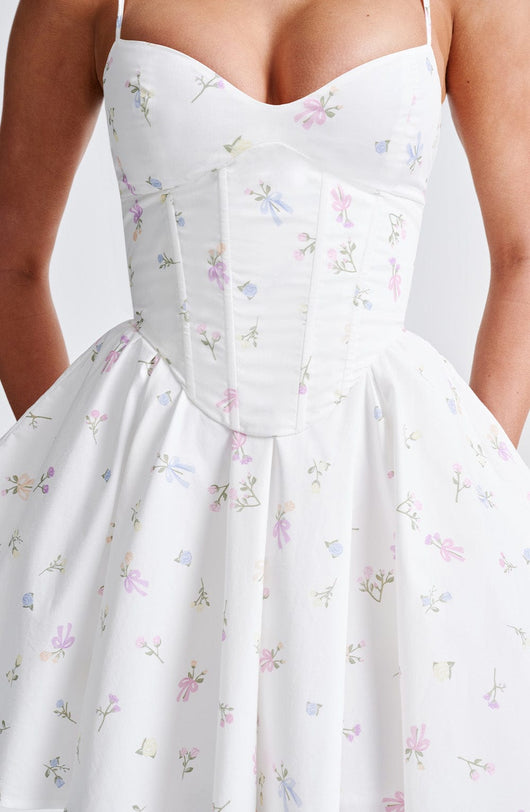 Abito Mini Analeigh - Stampa Floreale Bianco Multicolore