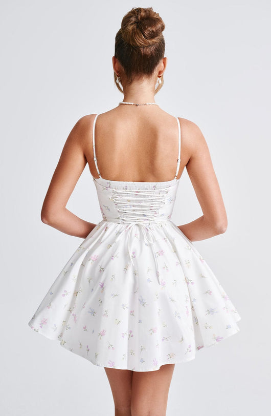 Abito Mini Analeigh - Stampa Floreale Bianco Multicolore