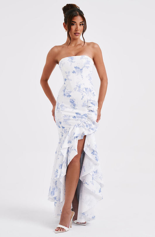 Abito Maxi Angelina - Stampa Floreale Blu