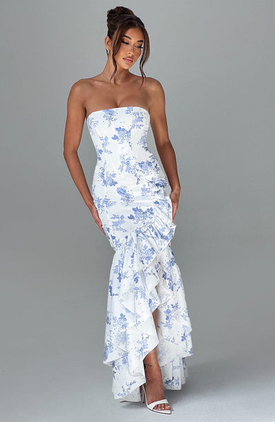 Abito Maxi Angelina - Stampa Floreale Blu