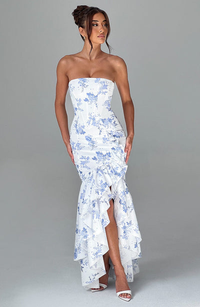 Abito Maxi Angelina - Stampa Floreale Blu
