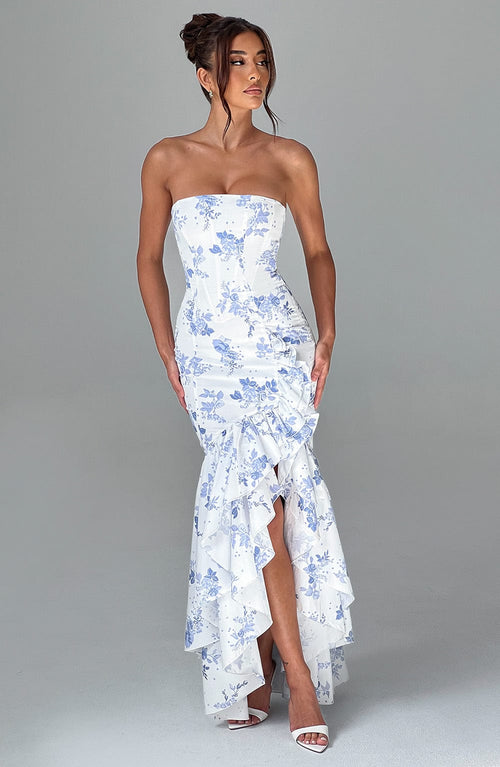 Abito Maxi Angelina - Stampa Floreale Blu