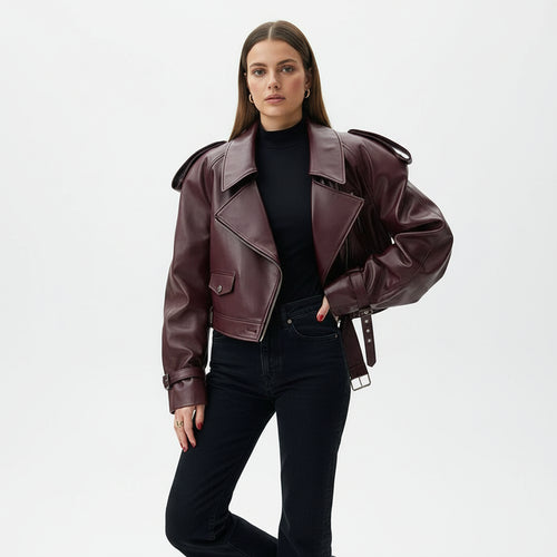 Nola | Giacca Elegante in Pelle con Dettagli di Lusso sulle Spalle