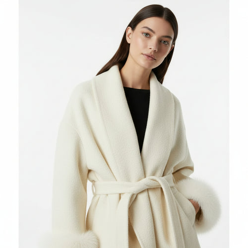 Bellavène – Cappotto con cintura in pelliccia sintetica