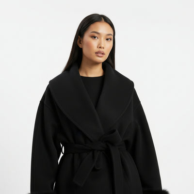 Bellavène – Cappotto con cintura in pelliccia sintetica