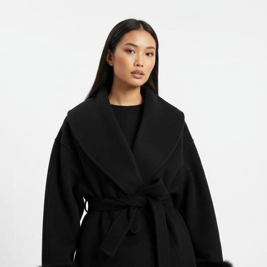 Bellavène – Cappotto con cintura in pelliccia sintetica