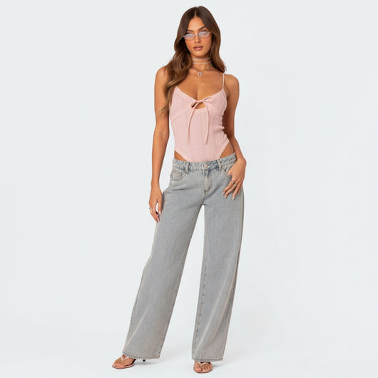 Jeans Violetta Bow Tie - Jeans Oversized con Fiocchi