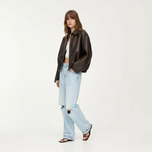 Giacca in Pelle Celeste