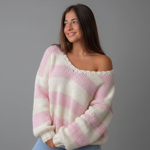 Navy Striped Chunky Sweater Delvey