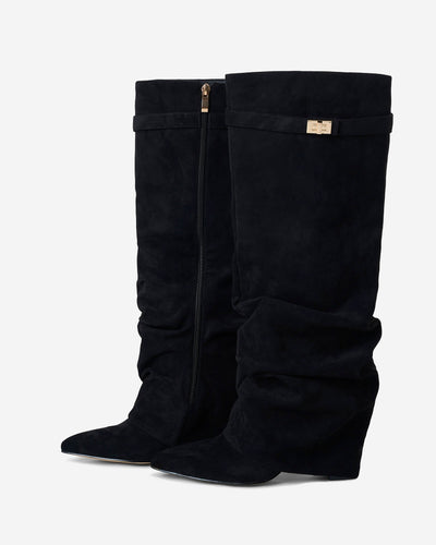 Knee-High Suede Lavista Boots - Black