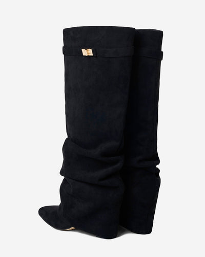 Knee-High Suede Lavista Boots - Black