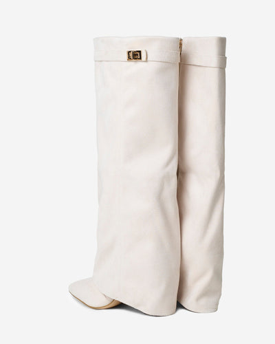 Stivali al ginocchio in suede Lavista - Crema