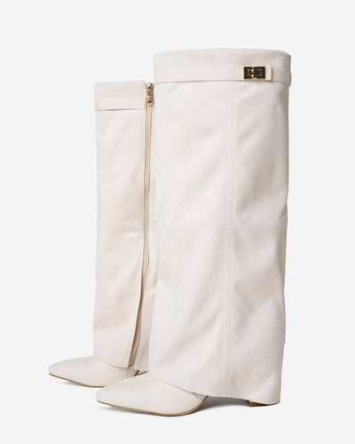 Knee-high Suede Lavista Boots - Cream