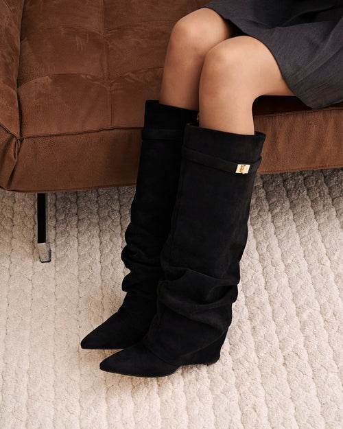 Knee-High Suede Lavista Boots - Black