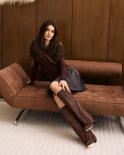 Knee-high Suede Lavista Boots - Brown