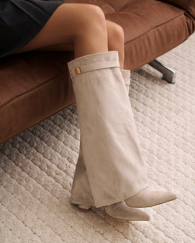 Giulia | Stivali Alti in Suede e Pelle