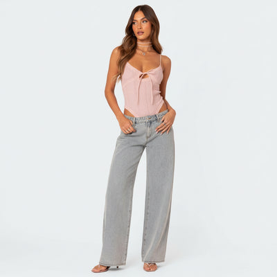 Jeans Violetta Bow Tie - Jeans Oversized con Fiocchi