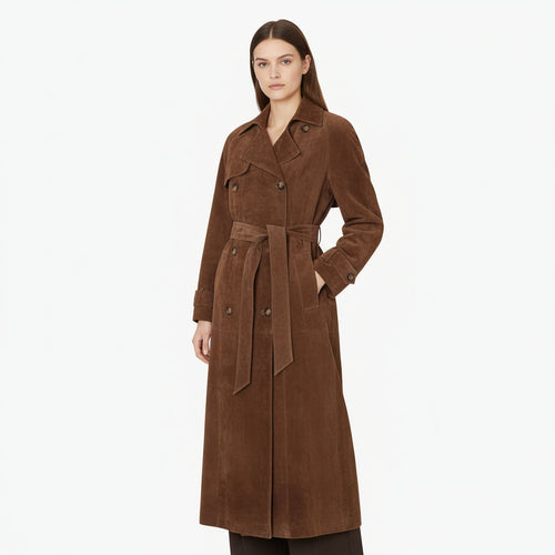 Solana - Cappotto Trench in Pelle Scamosciata